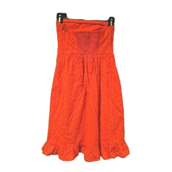 Old Navy Strapless Eyelet Midi Dress Size 2 Orange Summer Fun Playful Flirty - Picture 2 of 7